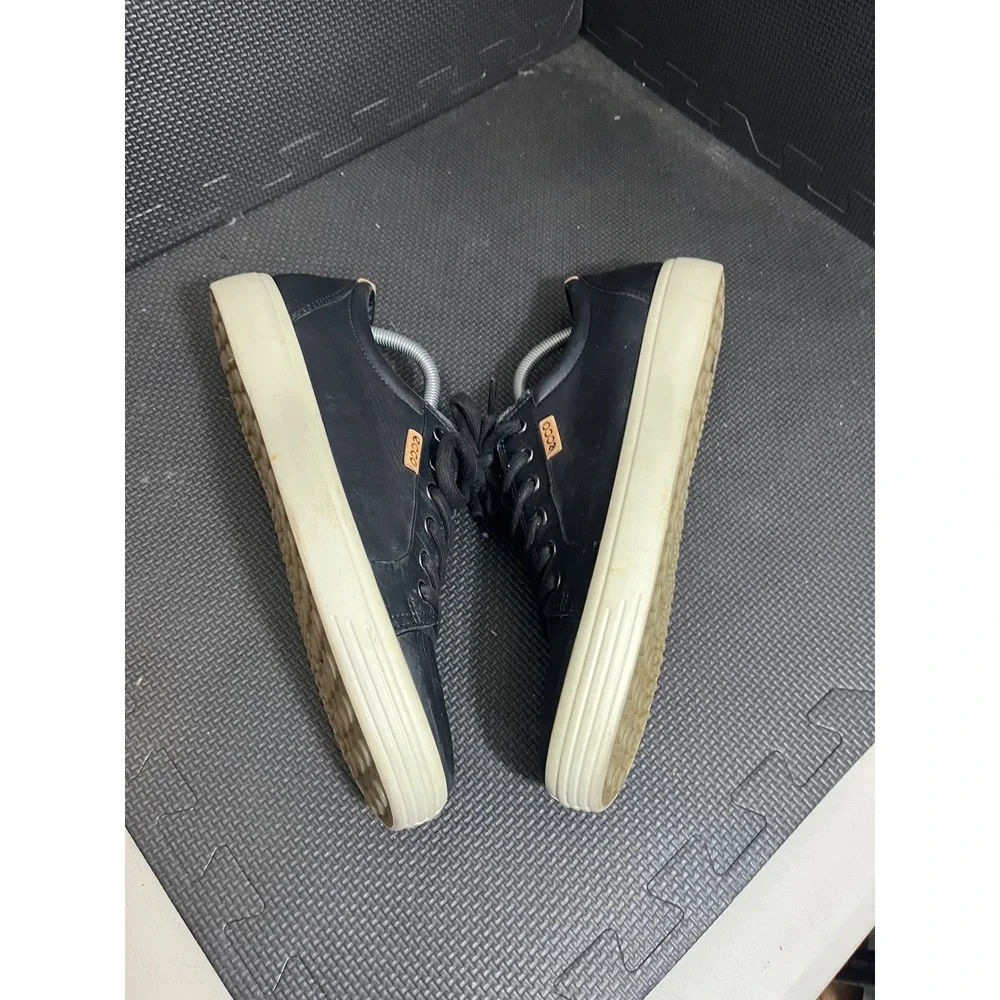 ECCO Soft 7 Sneakers 11 Extra Width Black Leather Lace Up‎ Casual Low Top Shoes